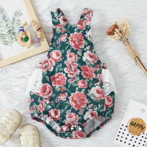Baby Girl All Over Floral Print Sleeveless Layered Ruffle Romper