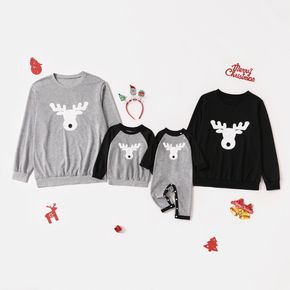 Christmas Reindeer Print Family Matching Long-sleeve Pullover Sweatshirts