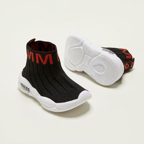 Toddler / Kid Letter Graphic Detail Knit Panel Sports Shoes