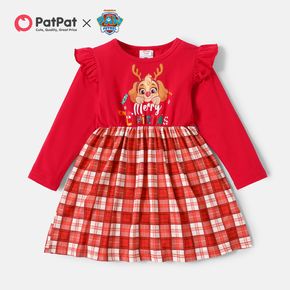 PAW Patrol Toddler Girl Christmas Flounce and Plaid Cotton Dress