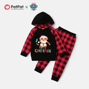 PAW Patrol 2-piece Toddler Boy Cotton Christmas Hooded Sweatshirt and Plaid Pants Set