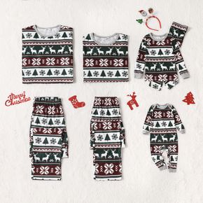 Christmas All Over Print Snug Fit Family Matching Long-sleeve Pajamas Sets