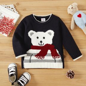 Christmas Polar Bear Pattern Baby Girl Long-sleeve Knitted Sweater Pullover