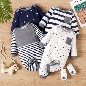 Baby Boy All Over Striped/Star Print Long-sleeve Jumpsuit