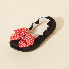Toddler / Kid Polka Dots Bow Decor Slip-on Black Plush Shoes