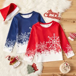 Kid Boy/Kid Girl Christmas Snowflake Print Gradient Color Pullover Sweatshirt
