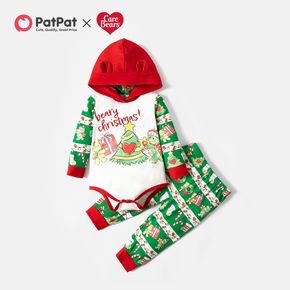 Care Bears 2-piece Baby Boy/Girl Christmas Tree Hooded Bodysuit and Allover Pants Set