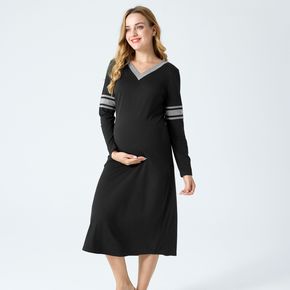 Thanksgiving Contrast Striped Black Long-sleeve Pajamas