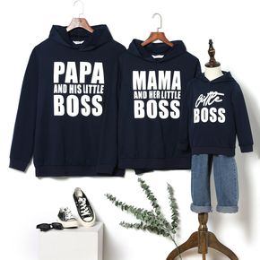 Buchstabendruck blaue Familie passende langärmelige Hoodies Sweatshirts