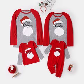 Christmas Letter and Santa Claus Print Family Matching Long-sleeve Tops