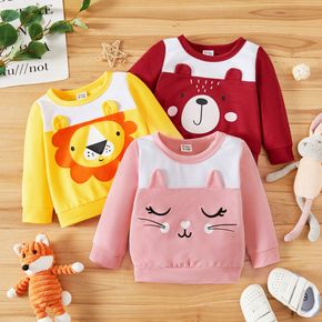 Baby Girl Cartoon Animal Print 3D Ears Long-sleeve Sweatshirt Pullover