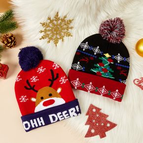 Christmas Toddler / Kid Elk Pattern Knit Beanie Hat