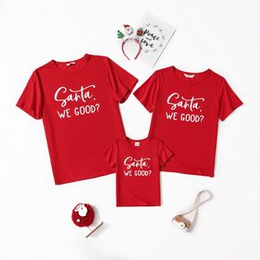 Christmas Letter Print Red Family Matching Short-sleeve T-shirts