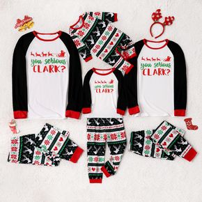 Christmas Santa Claus Elk and Letter Print Family Matching Long-sleeve Pajamas Sets (Flame Resistant)