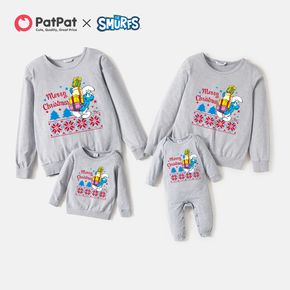 Smurfs 100% Cotton Christmas Gift Family Matching Sweatshirts and Jumpsuit