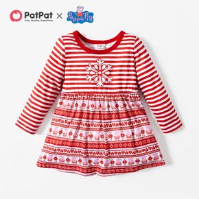 Peppa Pig Baby Girl Christmas Snowflake and Stripe Dress