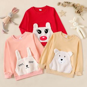 Kind Mädchen süßes Tier besticktes Ohr Design Pullover Sweatshirt