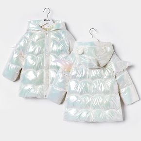 Kid Girl Metallic Unicorn Wing Design Hooded Thermal Coat