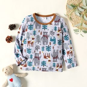 Toddler Boy Tree Animal Print Long-sleeve Casual Tee