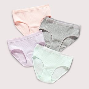 3-piece Toddler Girl Solid Color Ribbed Underwear Briefs