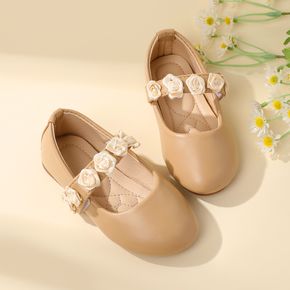 Toddler / Kid Khaki Floral Decor Velcro Shoes
