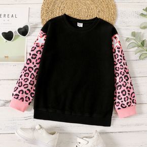 Kid Girl Leopard Print Fuzzy Sweatshirt