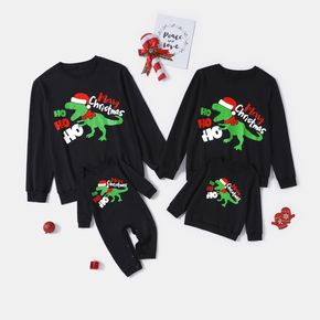 Christmas Letter and Dinosaur Print Family Matching Long-sleeve Tops