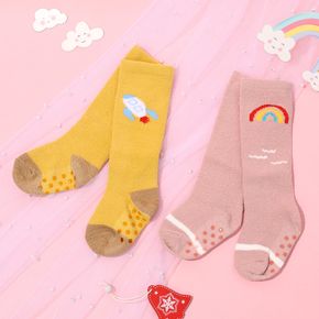 Baby / Toddler Cartoon Rainbow Spaceship Print Thick Stockings