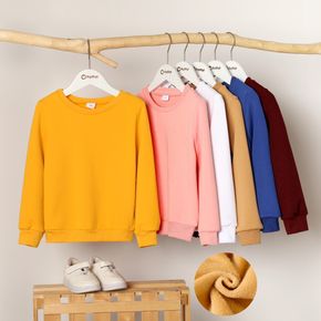 Kid Boy/Kid Girl Fleece Lined Solid Thermal Pullover Sweatshirt