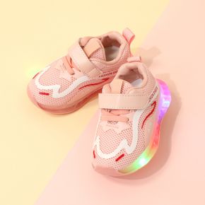Toddler Mesh Panel Velcro Closure Pink LED Sneakers