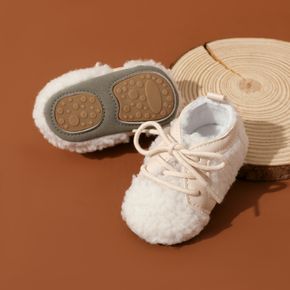Baby / Toddler Beige Lace-up Plush Prewalker Shoes