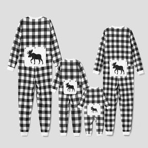 Familienpassendes Rentier-Print Karo Langarm Onesies Pyjama Sets (schwer entflammbar)