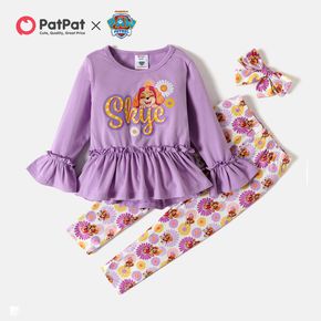 PAW Patrol Toddler Girl 3-piece Skye Flounce Top and Allover Pants Set with Headband
