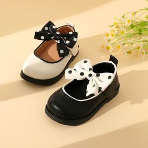 Toddler / Kid Polka Dots Bow Decor Solid Color Velcro Shoes