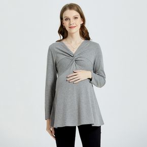 Maternity Twist Front Long-sleeve T-shirt