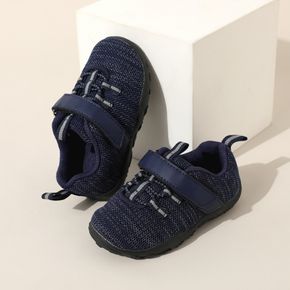 Toddler / Kid Navy Mesh Panel Velcro Breathable Sports Shoes