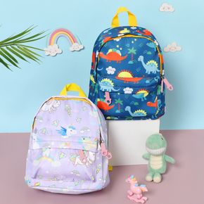 Kids Flat Cartoon Dinosaur Unicorn Pattern Large Capacity Preschool Backpack Travel Backpack