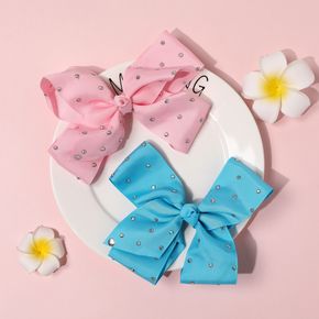 2-pack Hot Drilling Pure Color Bow Hair Clip for Girls
