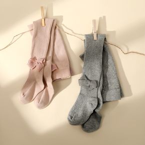 Solid Color Bowknot Decor Double Needle Pantyhose Leggings