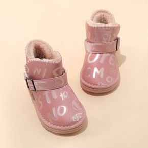 Toddler / Kid Pink Top-stitching Letter Print Fleece-lining Boots
