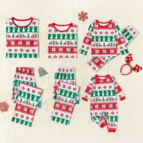 Christmas Multi-color All Over Print Family Matching Long-sleeve Pajamas Sets (Flame Resistant)