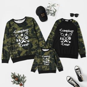 Family Matching Letter Print Camouflage Long-sleeve Sweatshirts