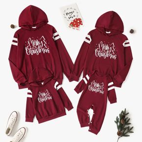 Christmas Letter Print Red Family Matching Long-sleeve Hoodies
