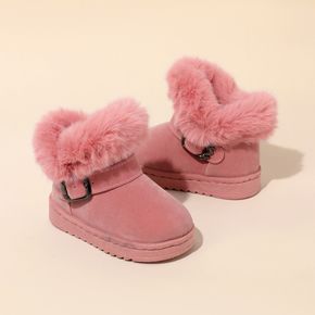 Toddler / Kid Pink Fuzzy Fleece Buckle Boots
