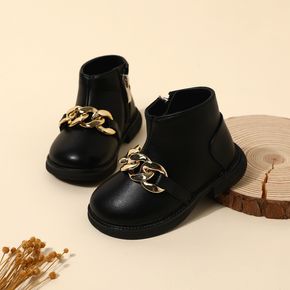 Toddler British Style Black Side Zipper Boots