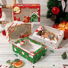 4 عبوات من ورق الكريسماس صندوق حلوى بسكويت تغليف نافذة صندوق طائرة بسكويت عيد الميلاد صندوق تغليف هيكل متكامل