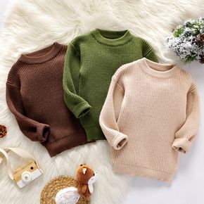 Toddler Girl/Boy Casual Solid Knit Sweater
