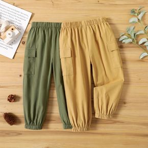 Toddler Boy 100% Cotton Solid Color Elasticized Cargo Pants