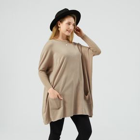 Maternity Dual Patch Pocket Long-sleeve Knit Sweater