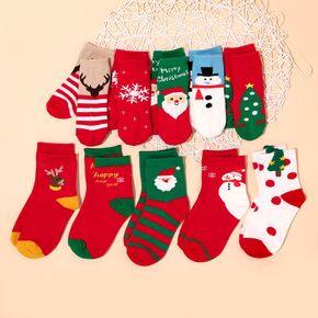 5-pack Christmas Snowman Santa Claus Elk Letter Print Socks
